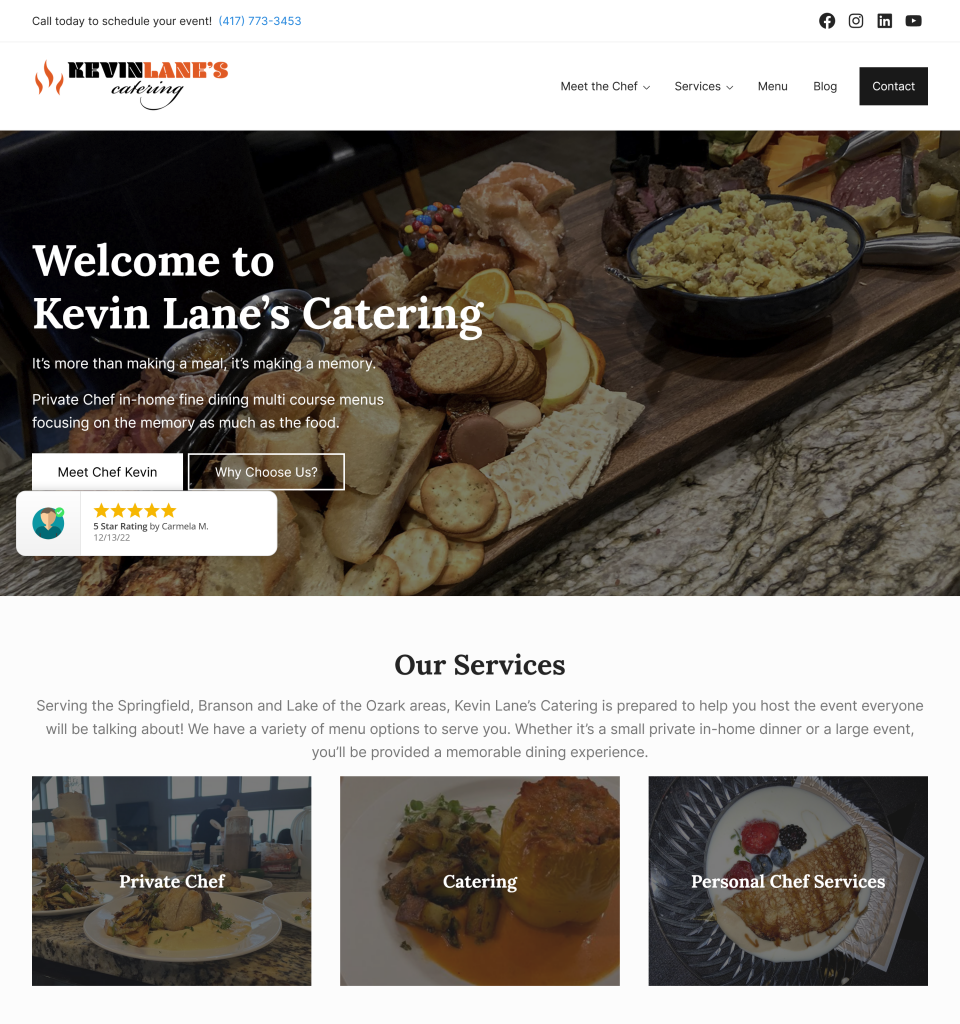 Kevin Lane's Catering website
