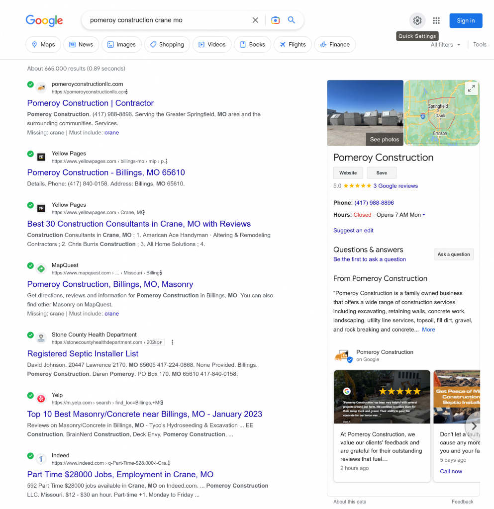 Pomeroy Construction - Google Business Profile